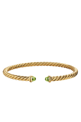 Cablespira® Flex Bilezik, 18 Ayar Sarı Altın & Peridot