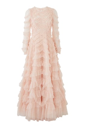 Lana Yuvarlak Yaka Abiye Elbise