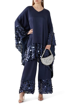 Göz Alıcı Payet Detaylı Geniş Paça Pantolon