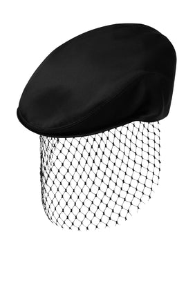 İpek Saten Düz Şapka - Peçeli Şık Tasarım