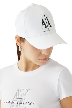 Armani Exchange İkon Logo Beyzbol Şapkası - Beyaz
