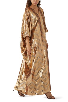 Metalik Chevron Kaftan - Şık ve Rahat Tasarım