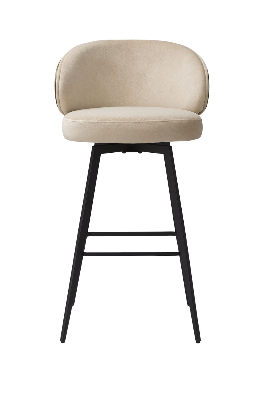 Camerota Bar Taburesi, Sabino Beji & Siyah Ahşap, Modern Zarafet, %100 Polyester Kumaş