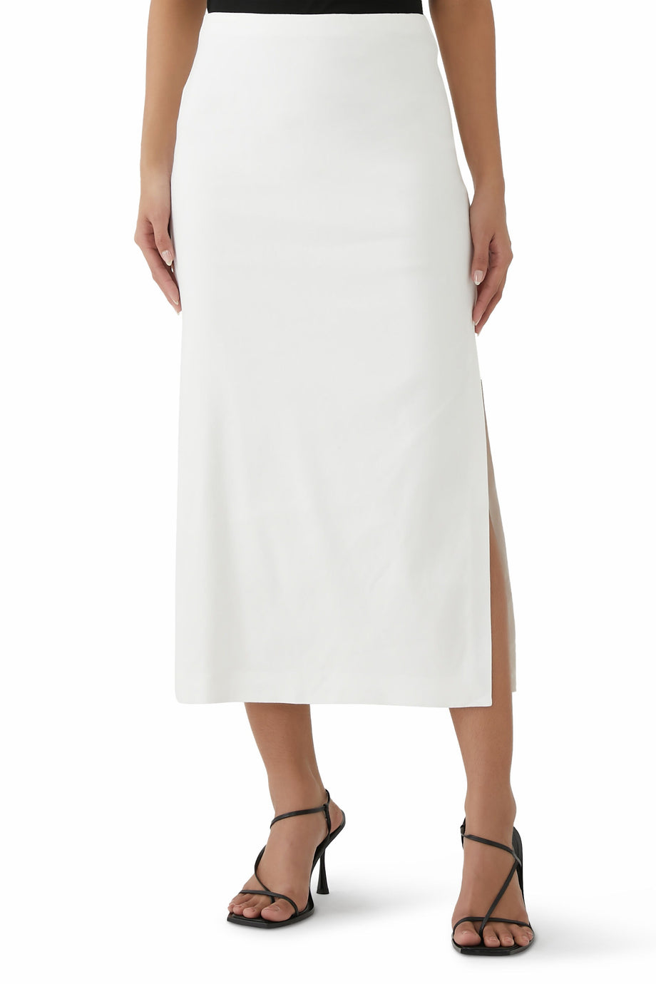 Georgie Uzun Etek, Yüksek Bel, Yan Yırtmaçlı Maxi Etek, Keten & Viskon Karışımı