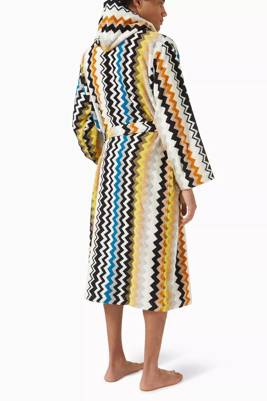 Unisex En İyi Kapüşonlu Bornoz, Pamuklu Havlu, Zikzak Desenli & Konforlu
