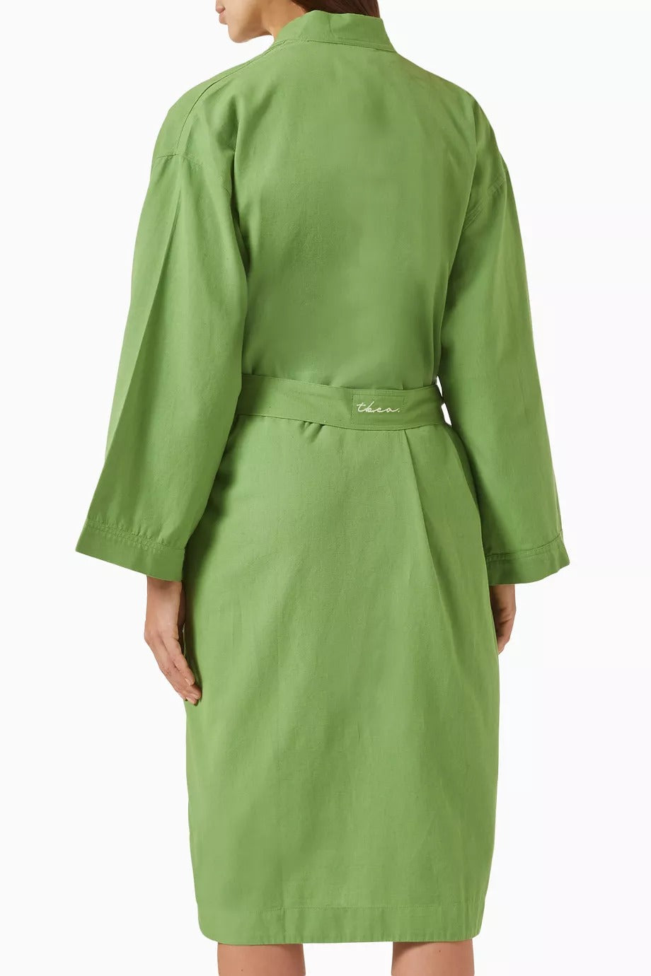 Pamuk & Keten Nakışlı Yeşil Sabahlık Lüks Ev Şıklığı