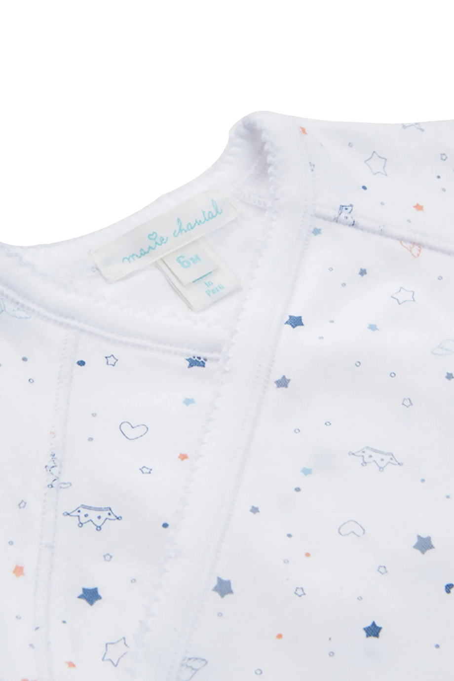 Bebek Tulum Yıldız ve Taç İşlemeli %100 Pima Pamuk, Sarma Model