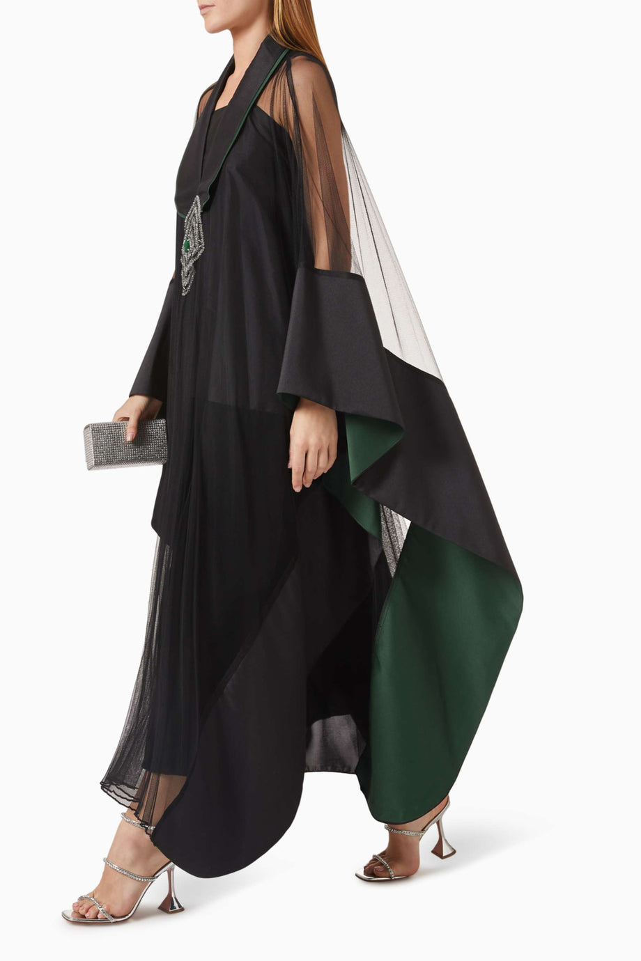 Organza Abaya Taş Süslemeli Şık Tasarım Pratik Ön Kapama ile Rahat Kullanım