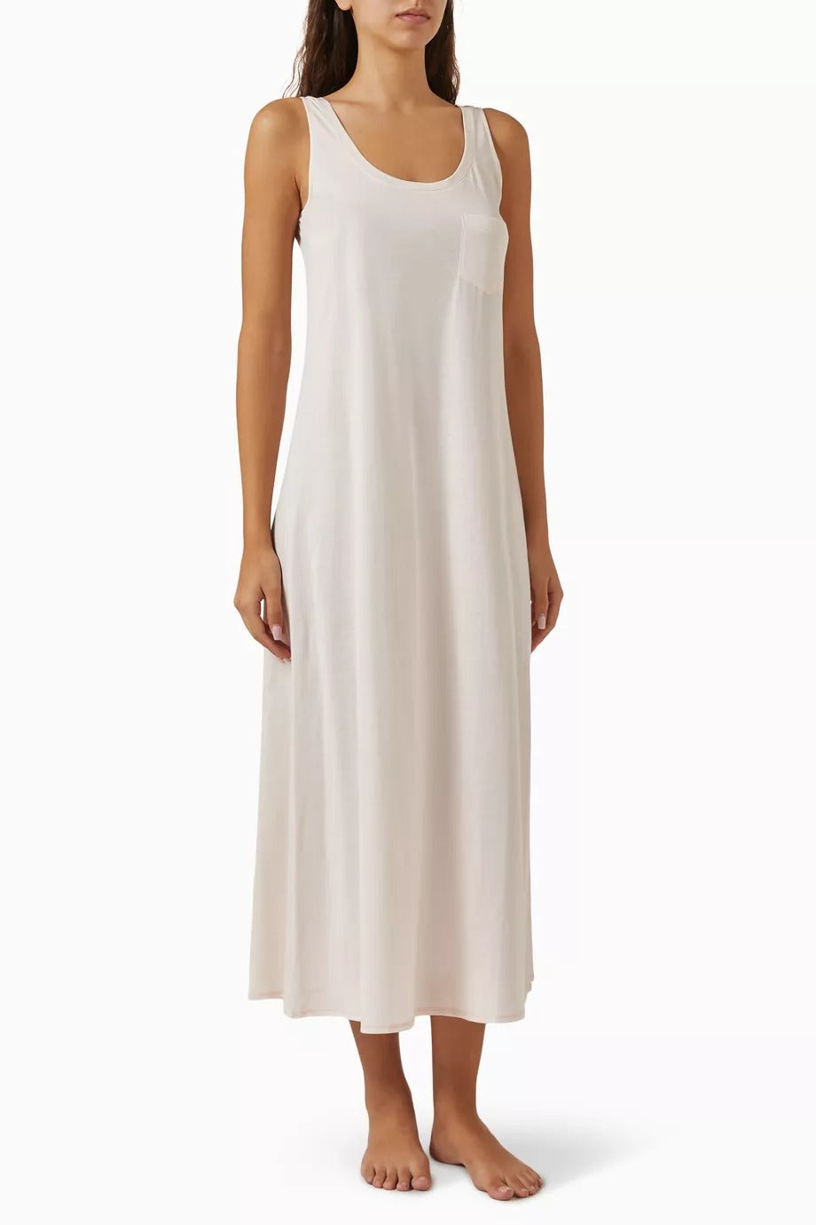 Pima Pamuklu Uzun Atlet Gecelik Açık Pembe Lüks Tasarım