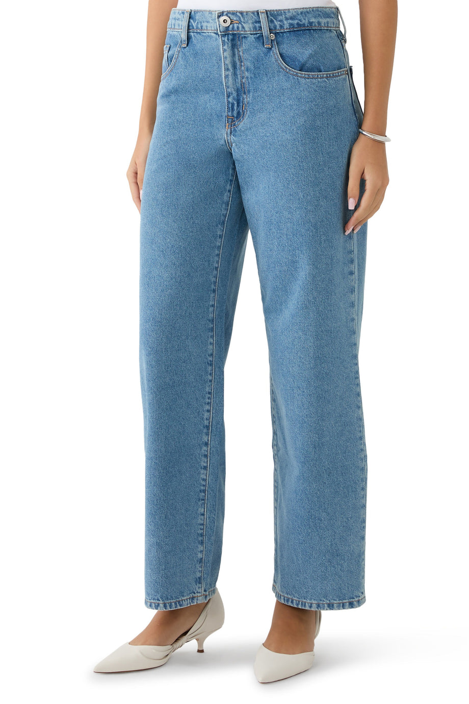 Denim Avril Mid Slouchy Wide Leg Kadın Kot Pantolon