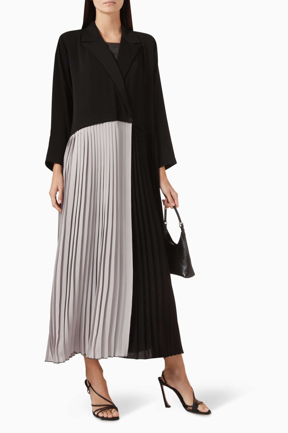 İki Renkli Plise Detaylı Abiye Kaftan Modern Tasarım ile Şıklığı Yakalayın