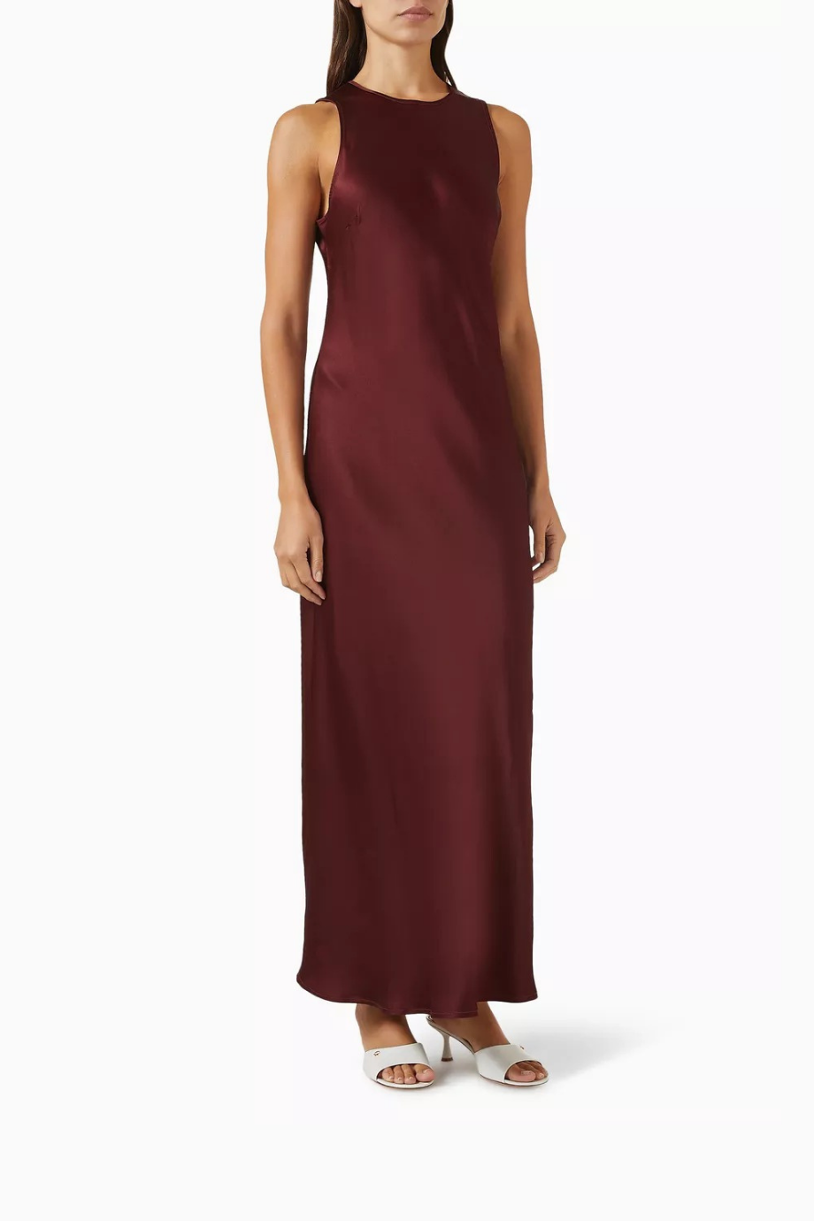 Valencia İpek Saten Elbise Burgundy Maroon