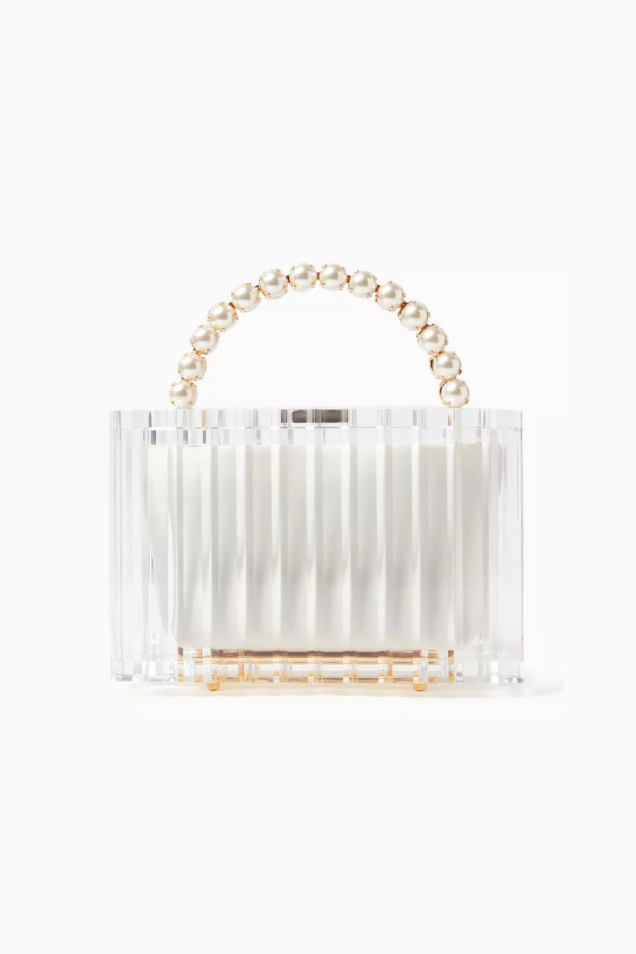 Yara Clutch Şeffaf Akrilik, İnci Saplı & Modern Zarif El Çantası