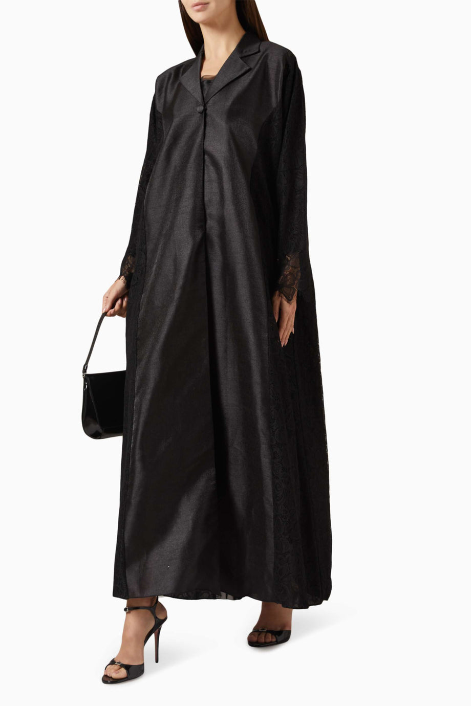 Şık Dantel Detaylı Plise Abiye Kap Klasik Modest Giyim Seçeneği