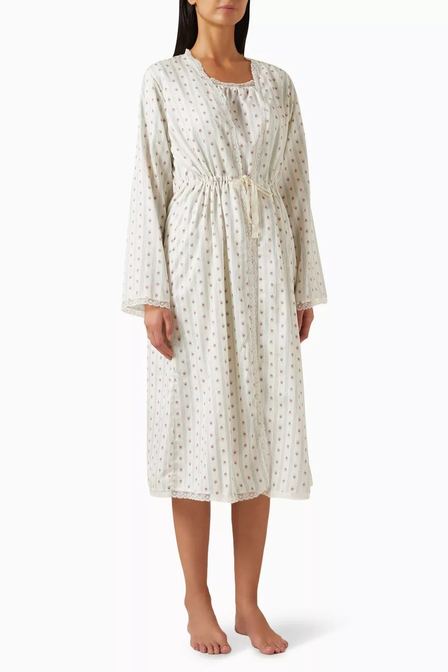 Allegra Pamuk Saten Gecelik & Sabahlık Seti Zarif Ev Lüksü