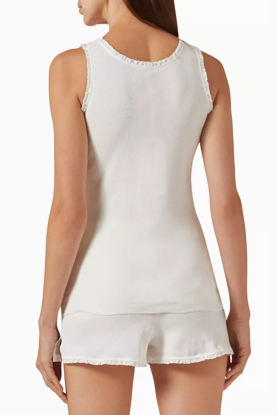 Sidonie Pamuk Karışımlı Dantelli Atlet Off White