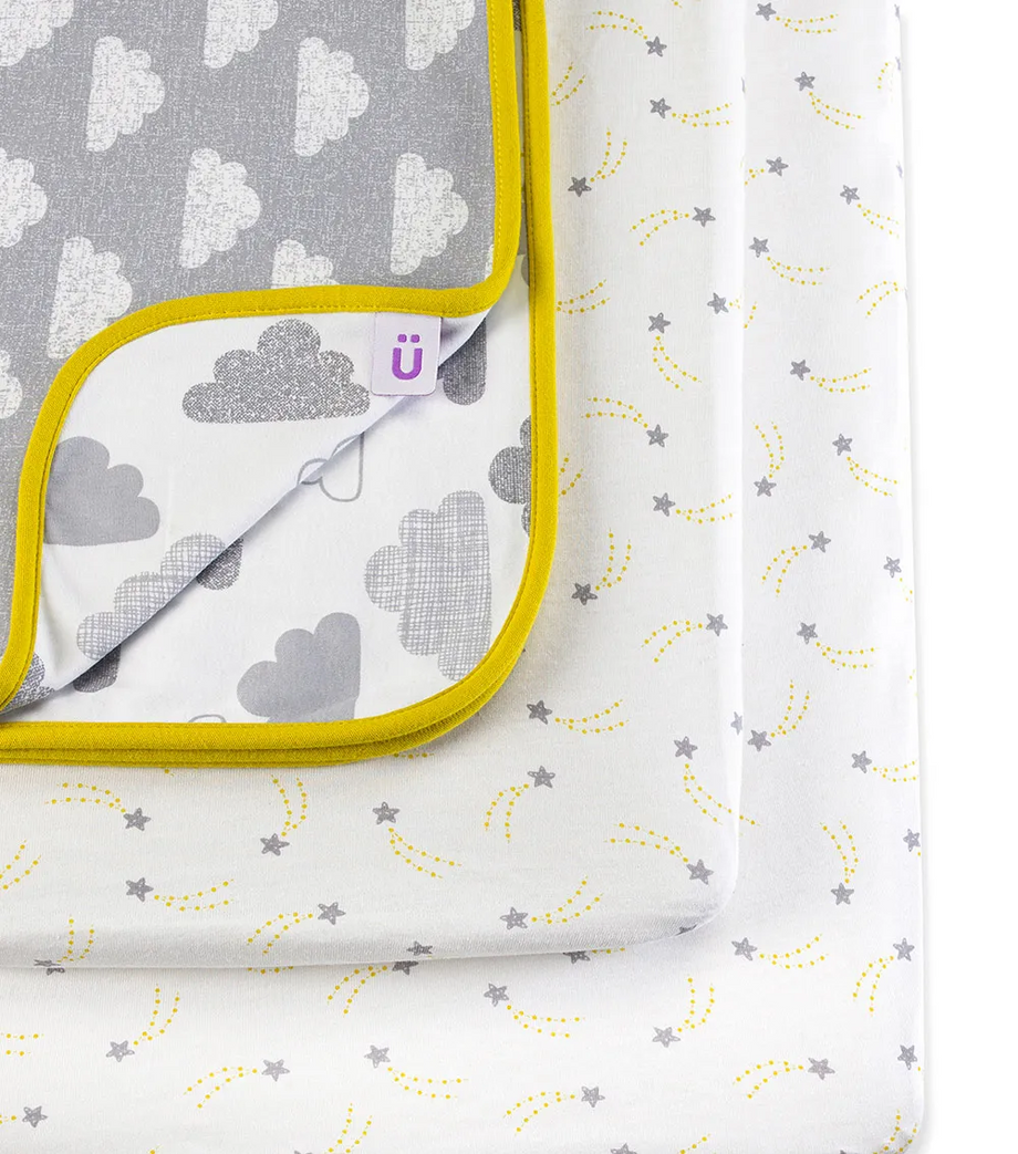 3'lü Beşik Nevresim Seti Cloud Nine Pamuk, Çift Taraflı Battaniyeli