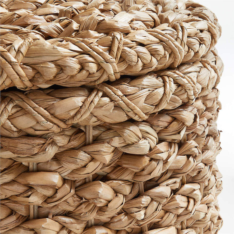 Emyln Kapaklı Dokuma Sepet, Deniz Otu ve Rattan, Pamuklu Astar