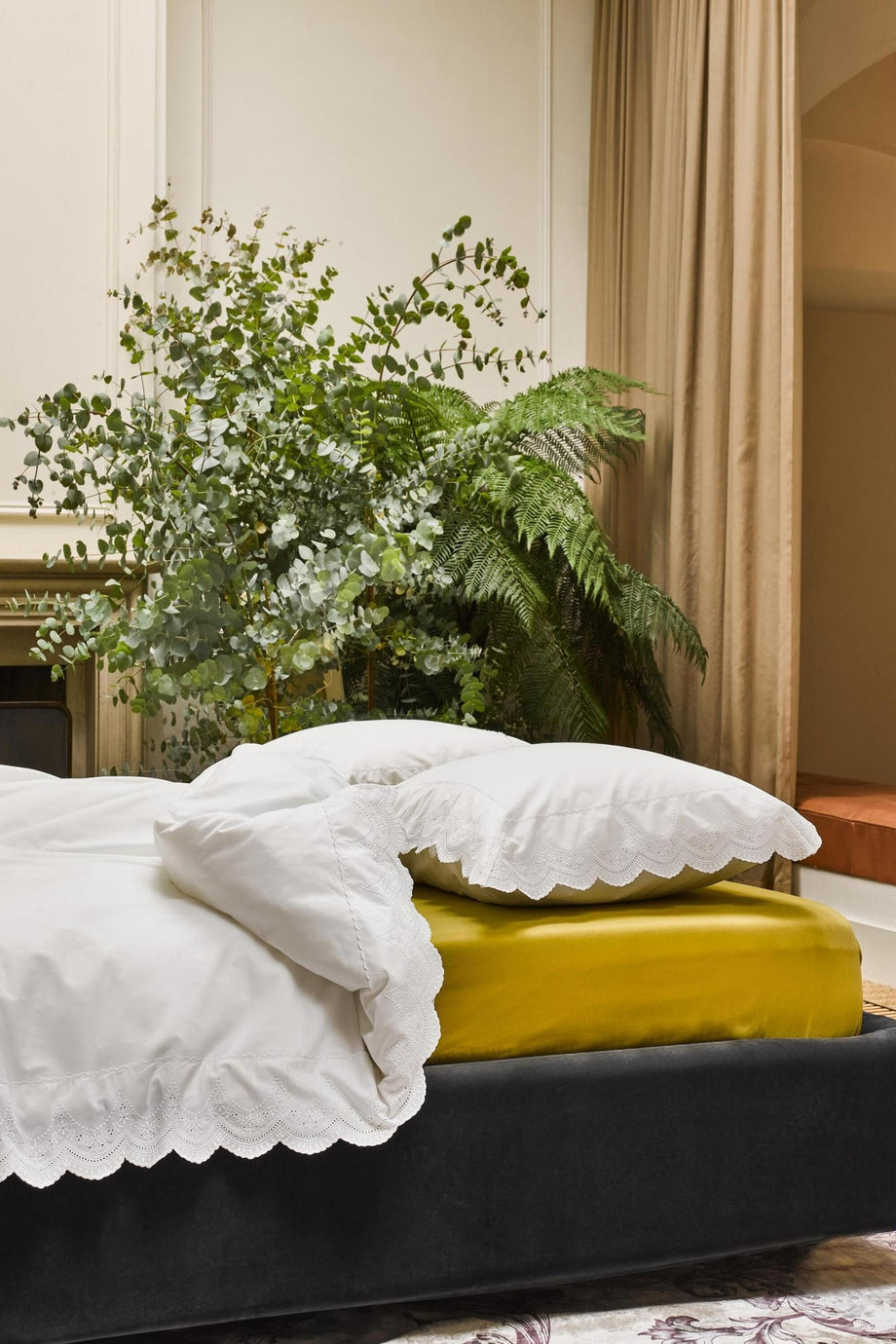 APRIL Yatak Çarşafları, Beyaz İşlemeli, %100 Pamuklu Perkal, OEKO-TEX® Sertifikalı