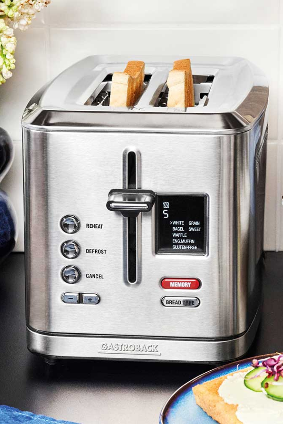 Tasarım Tost Makinesi Dijital 2S, Ekstra Geniş Yuvalar, 7 Programlı