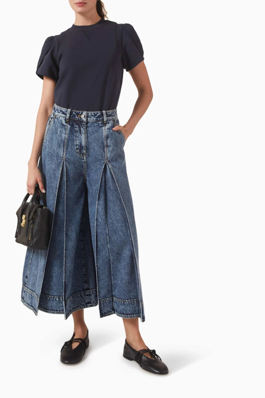 Pilili Günlük Stil Denim Kadın Pantolon Mavi