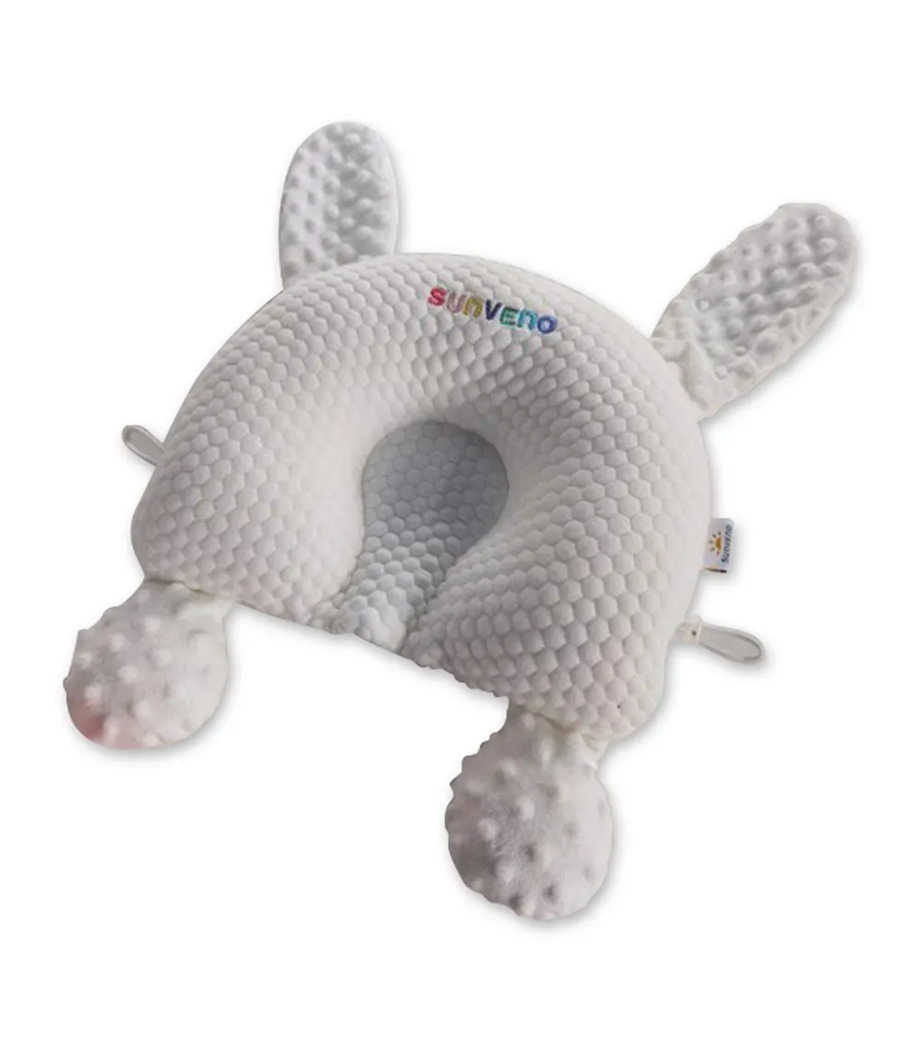 Tavşan Tasarımlı Bebek Baş Şekillendirici Yastık, Polimer Dolgulu, Beyaz