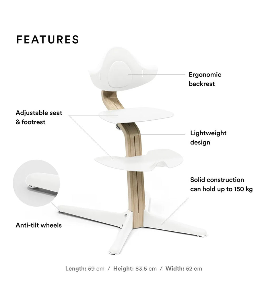 Nomi Chair Ayarlanabilir Ergonomik Mama Sandalyesi, Hafif ve Aletsiz Kurulumlu