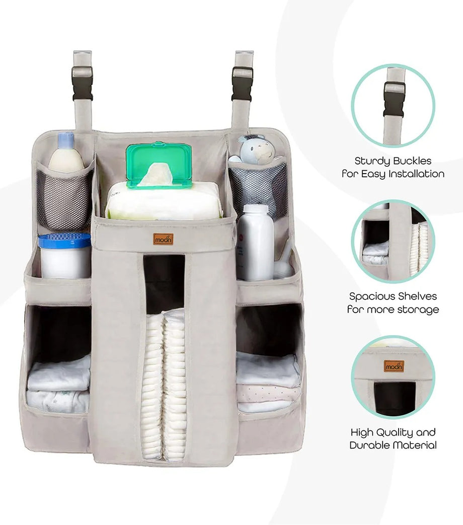 Bej Crib Organizer 6 Gözlü Yıkanabilir Karyola Düzenleyici