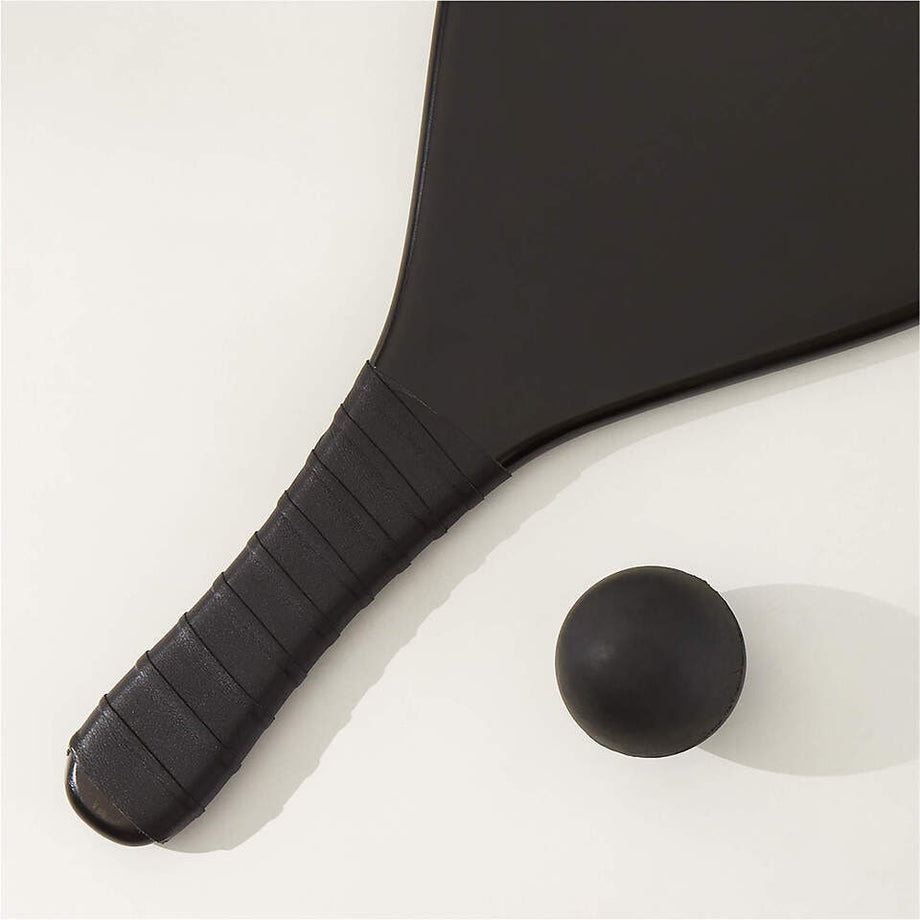 Raket 2'li Set, Açık Hava Kürek Topu Seti, Deri Kaplı Saplar ve Kanvas Çanta ile