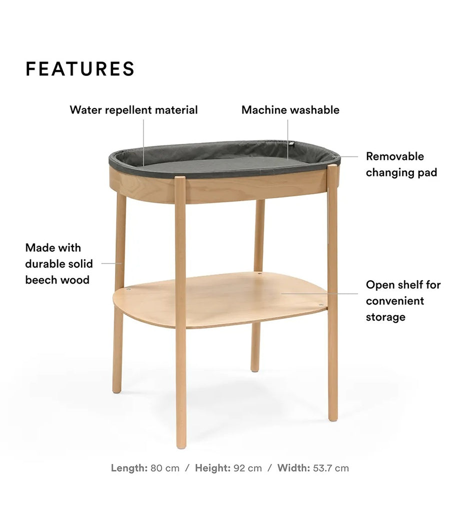 STOKKE Sleepi Changing Table Natural Konforlu Beşik Formunda Alt Açma Masası