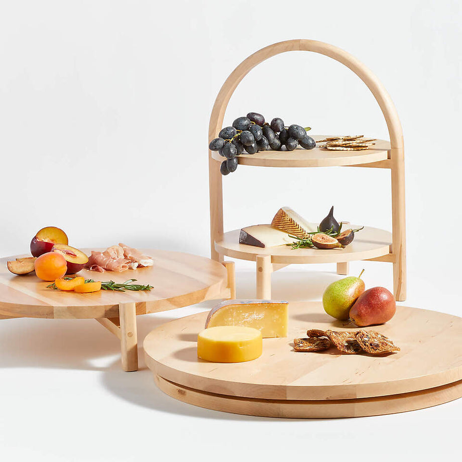 Arvo Wood 2 Katmanlı Sunum Tabağı, Minimalist İskandinav Tasarımı