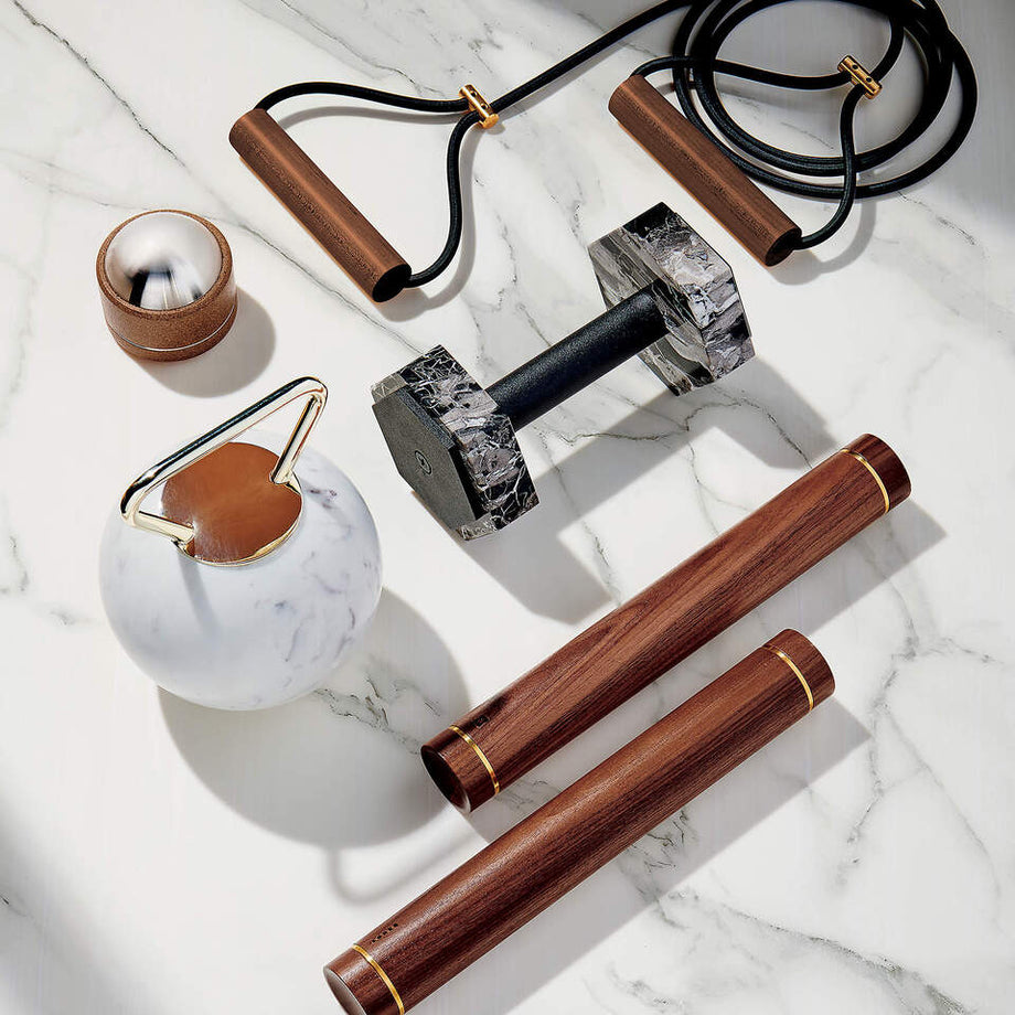 Beyaz Mermer 12-Lb Kettlebell, Şampanya Rengi Pirinç Kaplama ile