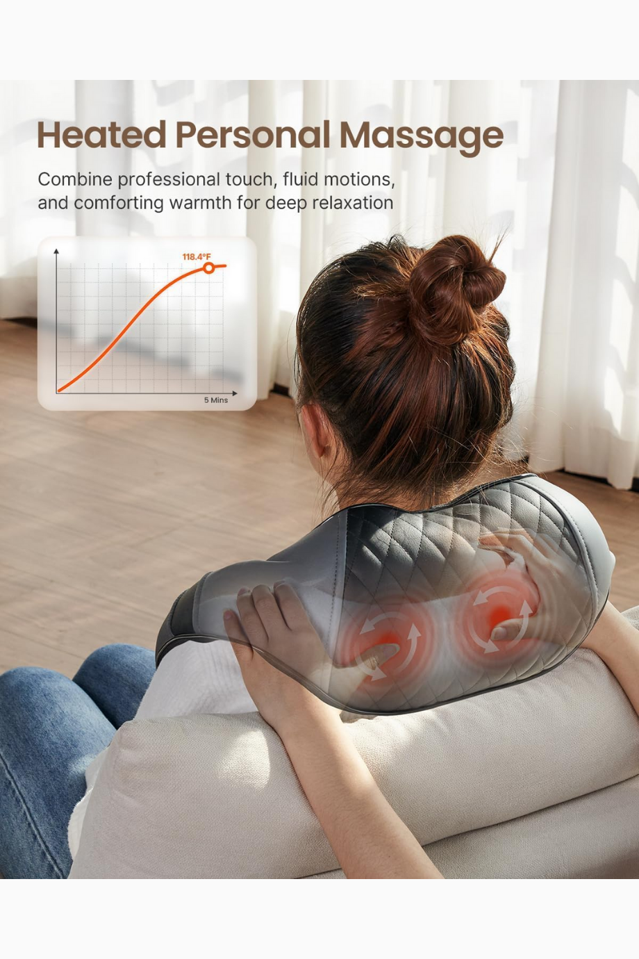 Isıtmalı Shiatsu Sırt ve Boyun Masaj Aleti, Derin Doku Yoğurma