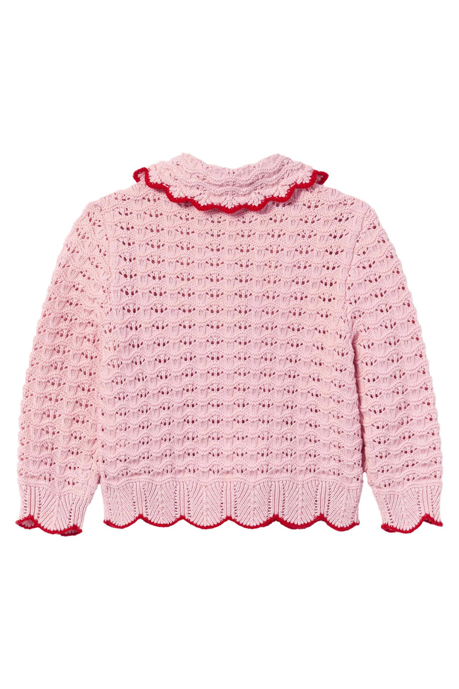Çocuk Dokulu Kalp Detaylı Hırka - Pembe