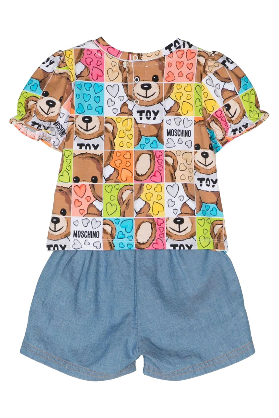Çocuklar için Moschino Teddy Logo Baskılı T-Shirt ve Şort Takımı