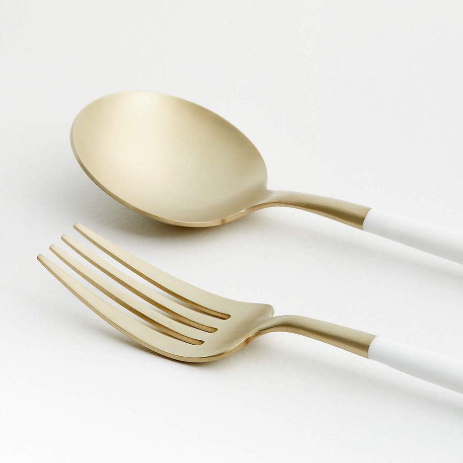 Aero White Champagne 20 Parçalı Çatal Bıçak Takımı - Şık Beyaz ve Şampanya Altın Tasarım