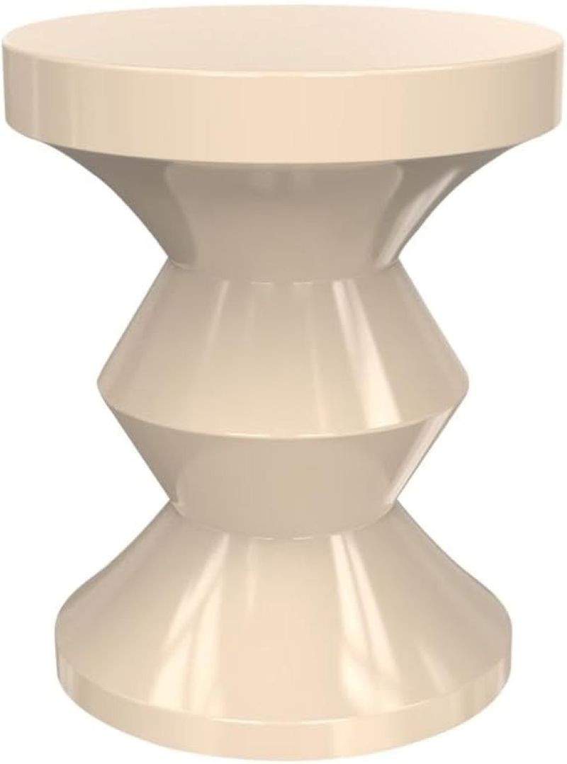 Zolimi Metal Yan Sehpa, Parlak Yüzey, 35.5x46 cm, Bej
