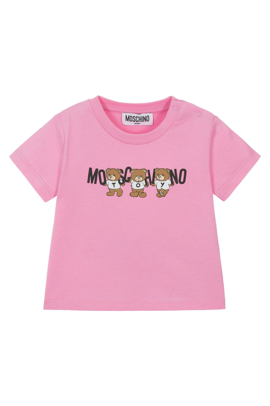 Çocuklar İçin Teddy Bear Logolu Tişört - Parlak Pembe