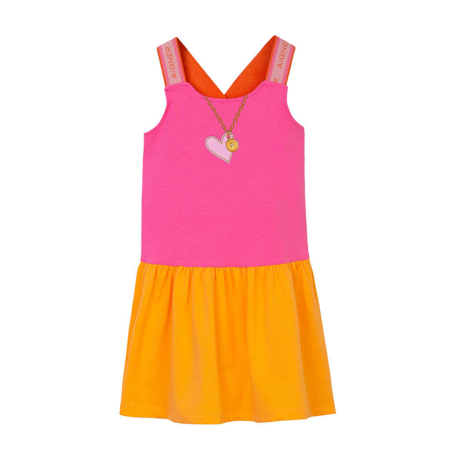 Azalea Pembe Elbise, %95 Pamuk %5 Elastan, Kız Çocuk Günlük Elbise