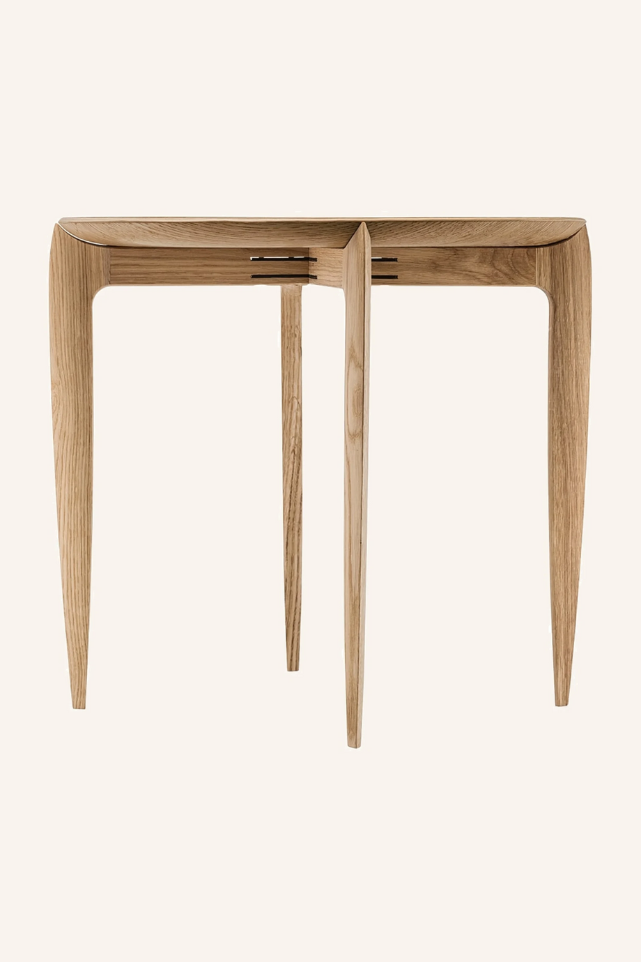 Katlanabilir Yuvarlak Lake Meşe Yan Sehpa 42 cm Modern Tasarım