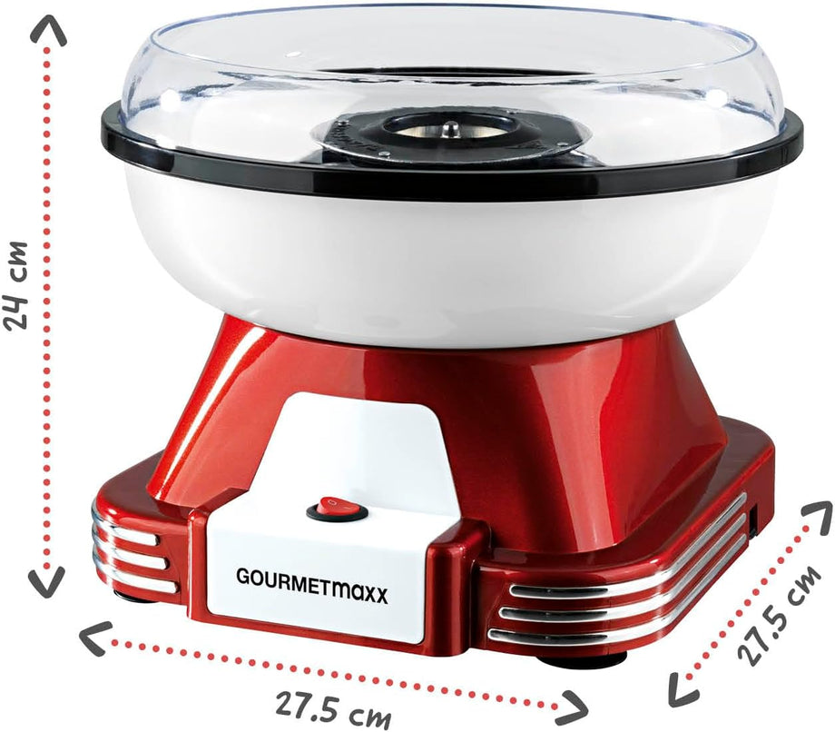 Pamuk Şeker Makinesi, Retro Tasarım, 500W, 10 Çubuk ve Ölçü Kaşığı Dahil