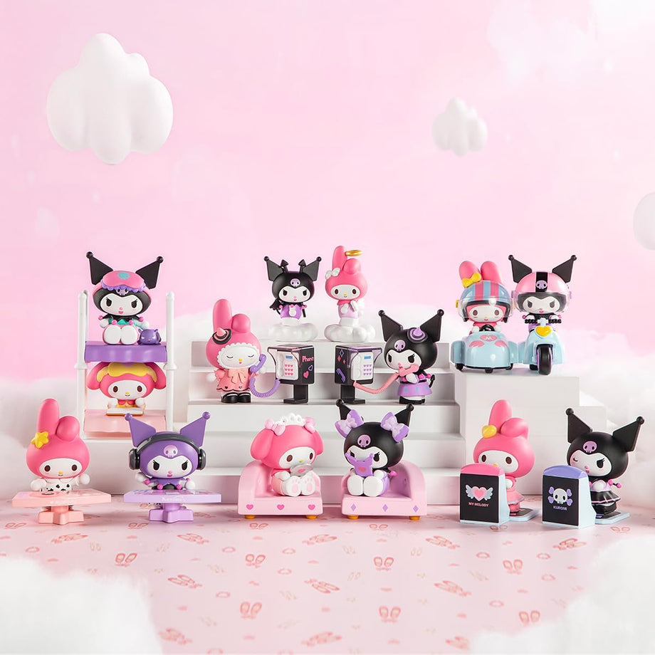 Sanrio Melody & Kuromi Figür Koleksiyonu, Blind Box 12 Parça, Sevimli Aksiyon Figürleri