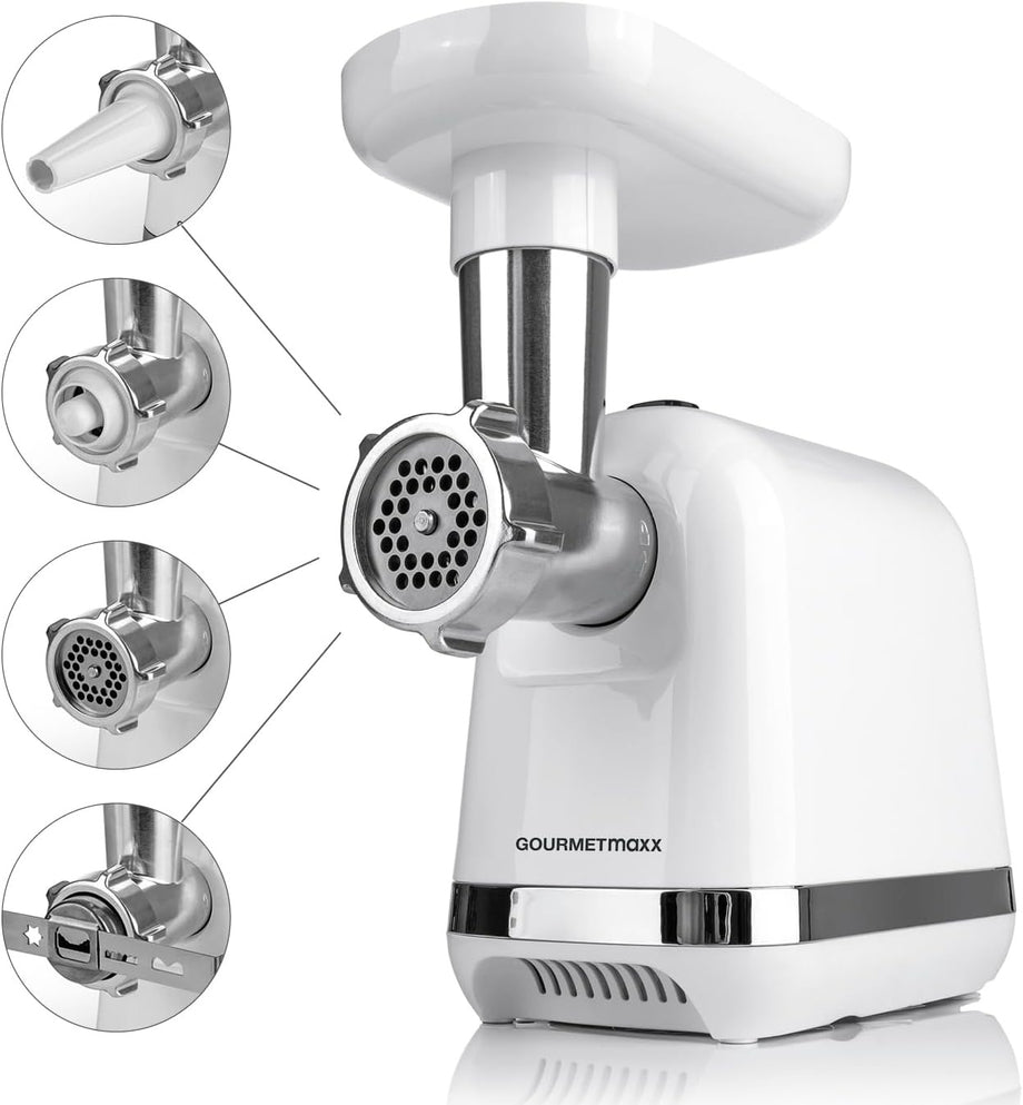 1300W Elektrikli Kıyma Makinesi, 2 Disk, 3 Aparat, Kolay Temizlik