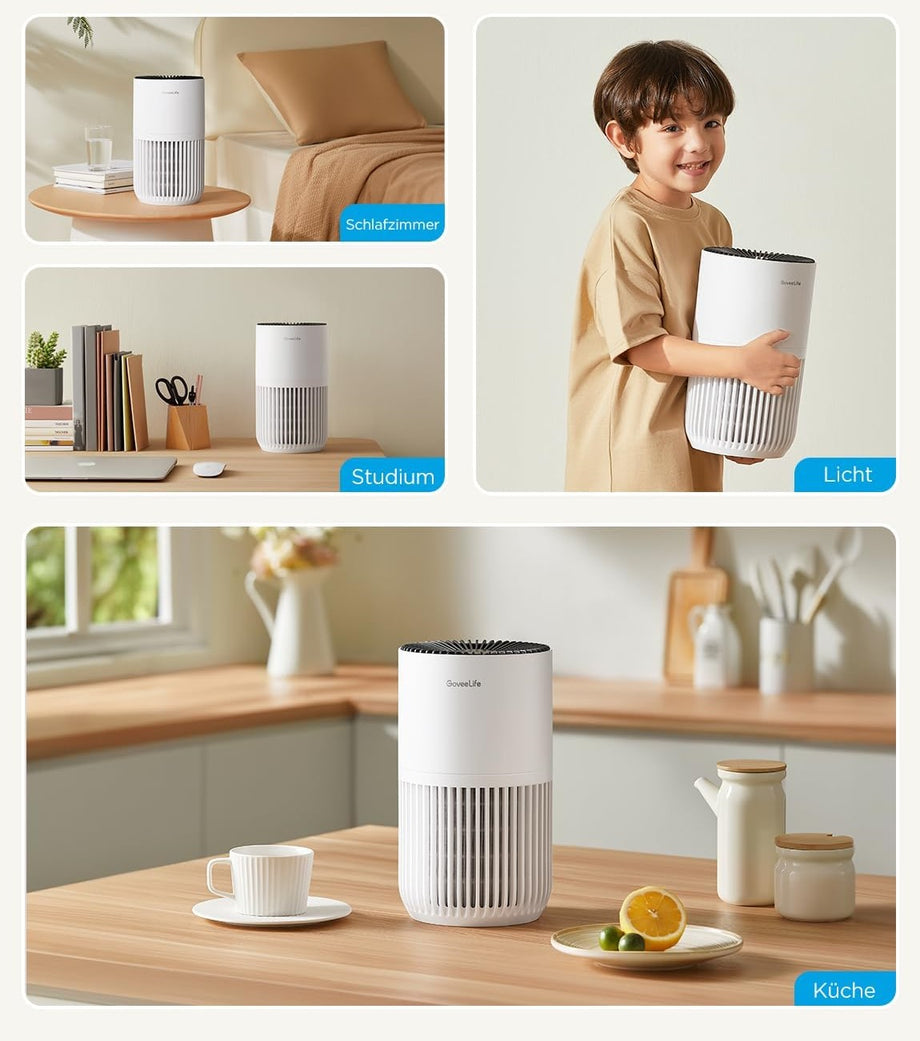 Mini Yatak Odası Hava Temizleyici,Alexa Uygulama Kontrolü ile HEPA Filtreli
