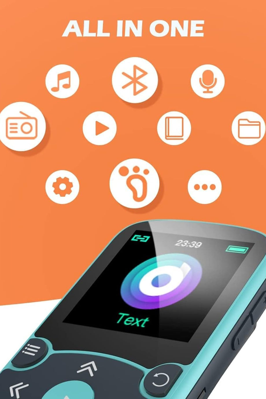 32GB Bluetooth 5.3 MP3 Çalar Klipsli, Renkli Ekranlı, FM Radyo ve Pedometreli