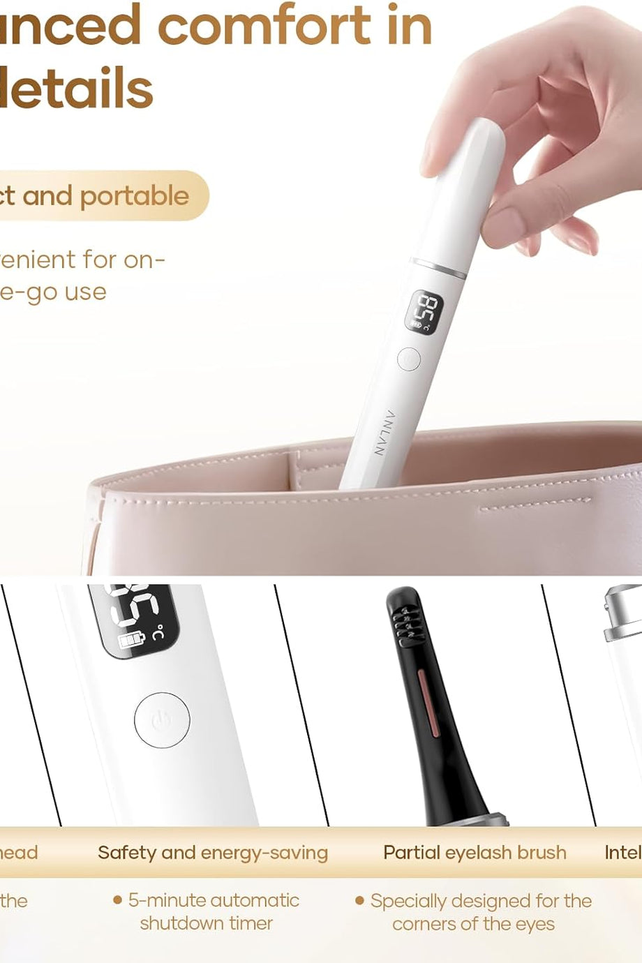 15S Hızlı Isınan Kirpik Kıvırıcı, 3 Isıtma Modu, 24 Saat Uzun Süreli Kirpik Şekillendirme