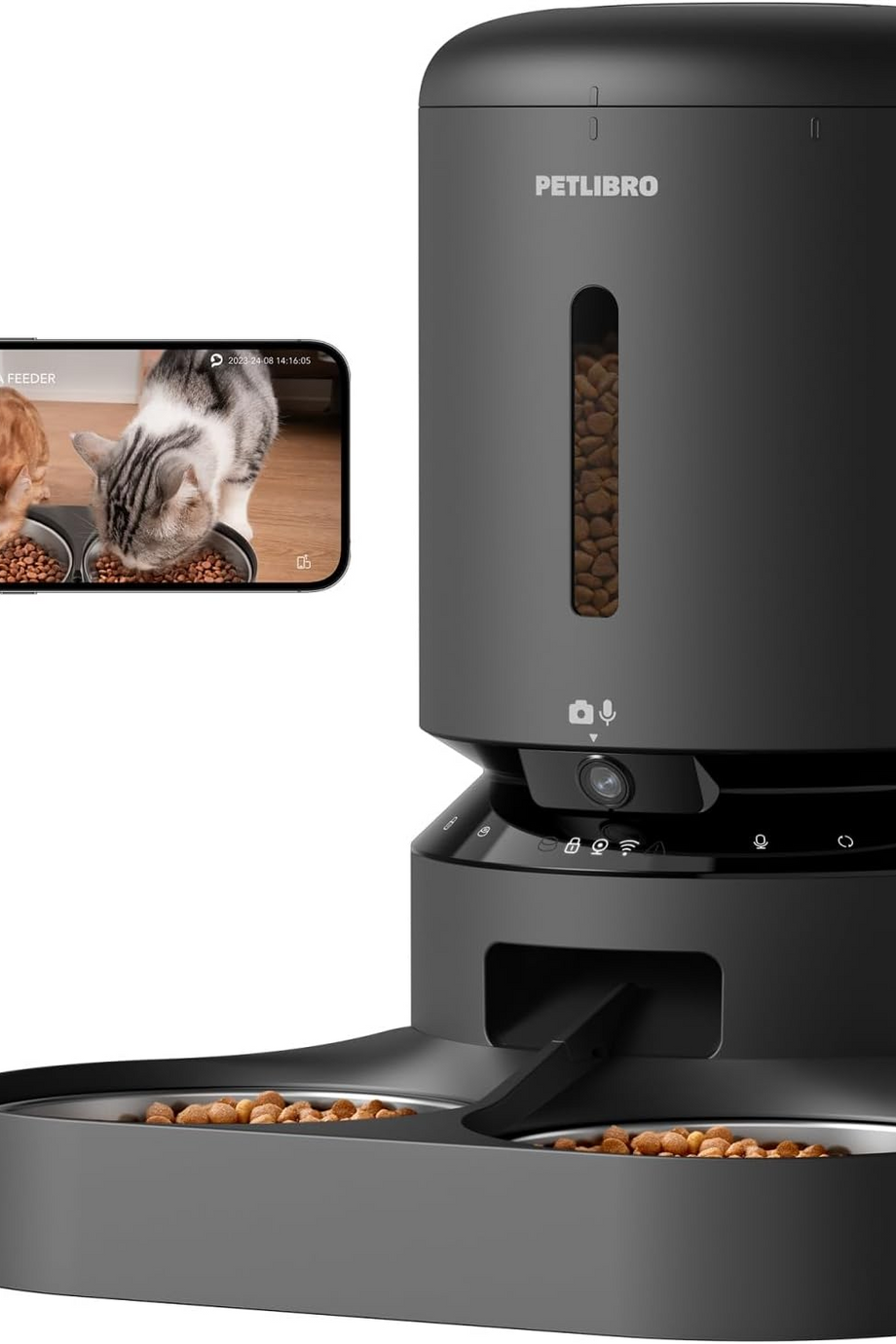 5L Akıllı Otomatik Mama Kabı Çift Hazneli, 1080P Kamera