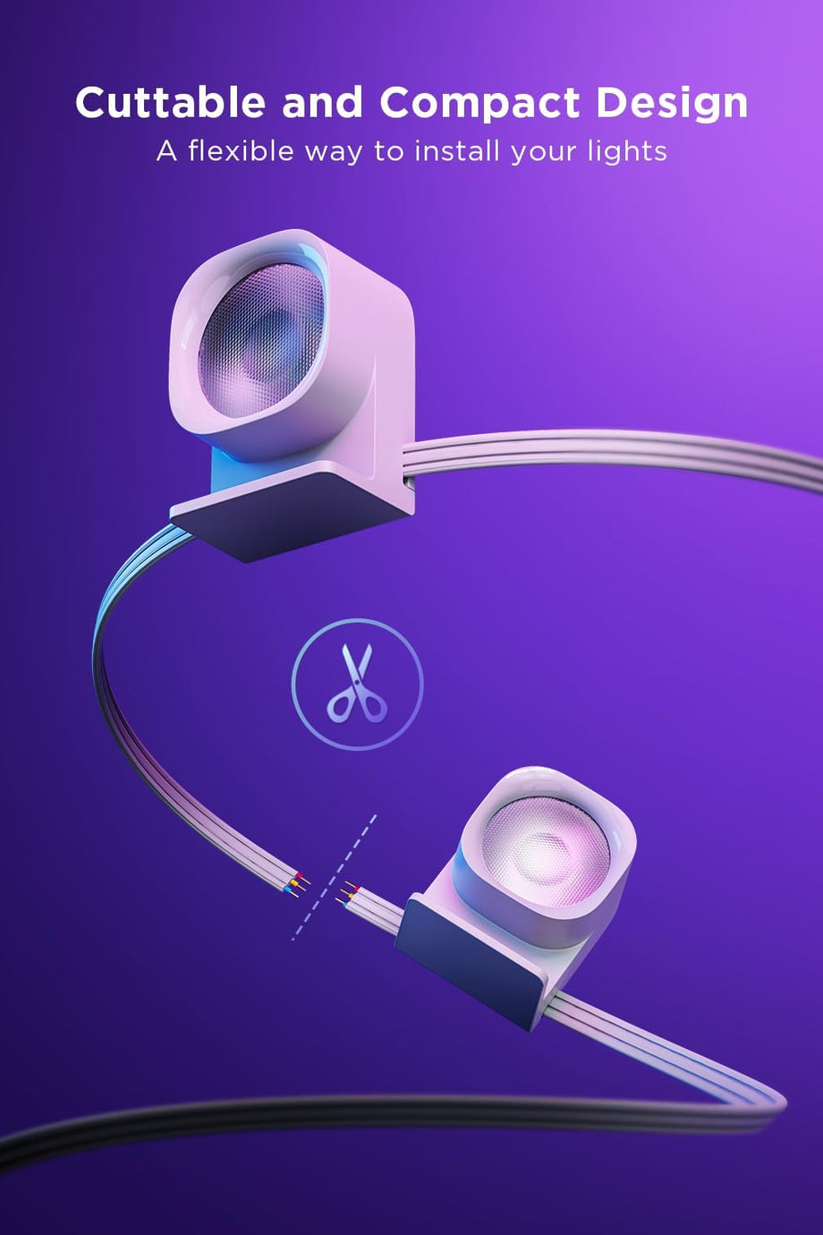 Smart RGBIC İç Mekan Duvar Lambası, Wi-Fi, Müzik Senkronizasyonu, Alexa Uyumu, Kısılabilir