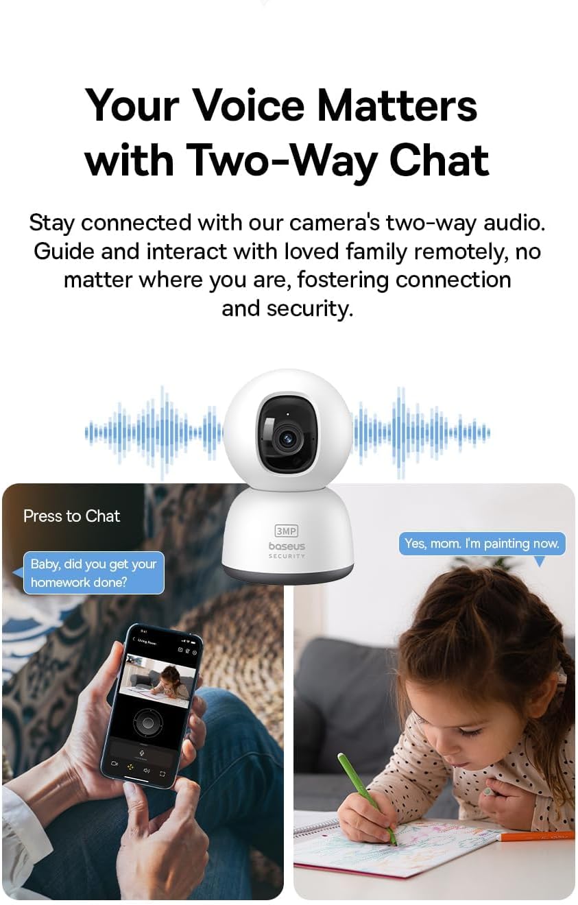Security P1 Lite Pan-Tilt İç Güvenlik Kamerası, 2K HD, 360° Pan-Tilt, Gece Görüşü, 256 GB Bellek Desteği