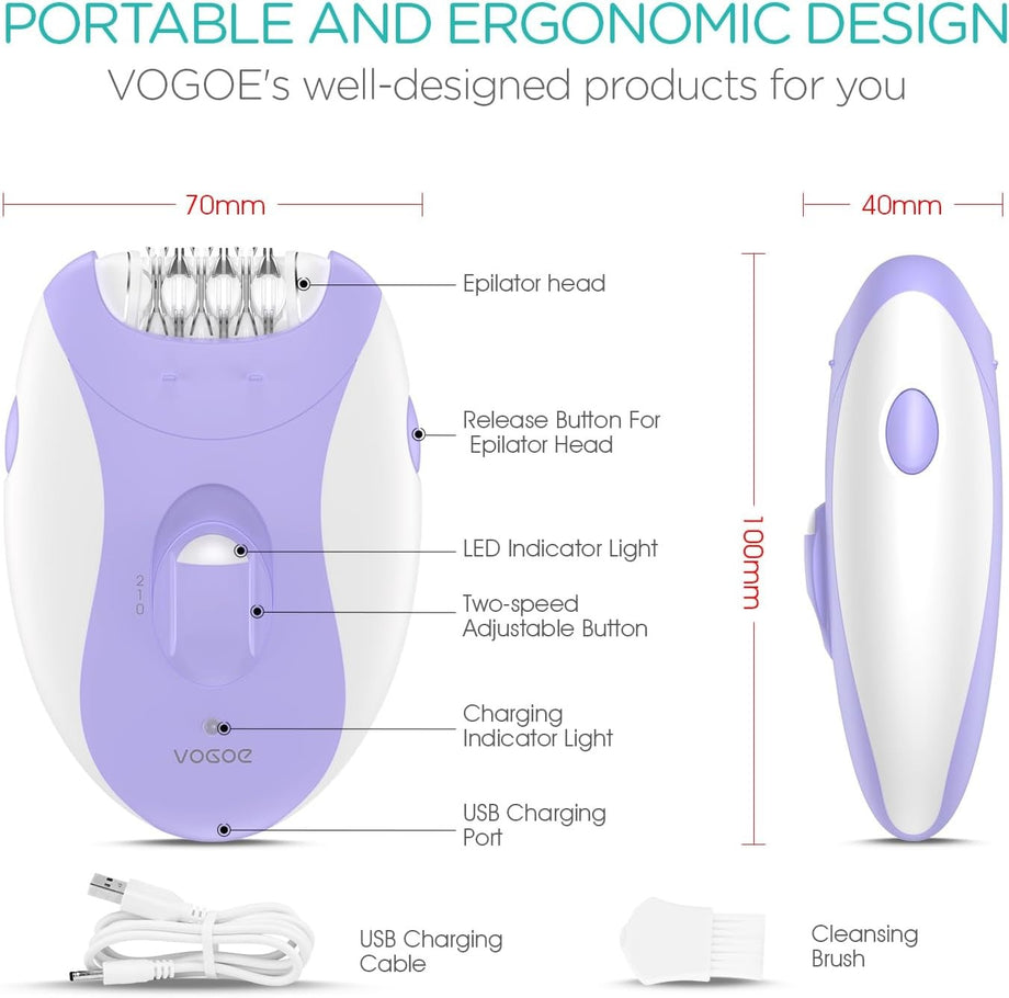 Kablosuz Kadın Epilatör, 21 Cımbızlı, LED Işıklı, 2 Hız Ayarlı, Şarjlı Tüy Alma Cihazı